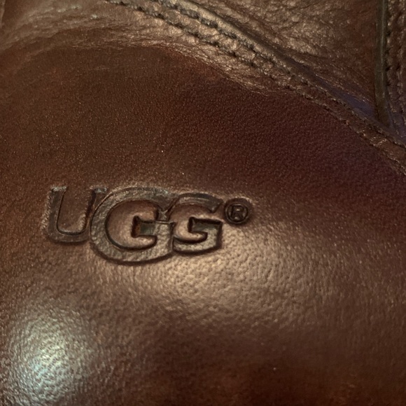 UGG Seldon Leather Tall Boots Back Zip Size 6 Dark Chestnut Brown 1006038 - Picture 7 of 9